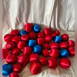 Red and Blue Christmas Ornaments satin 41